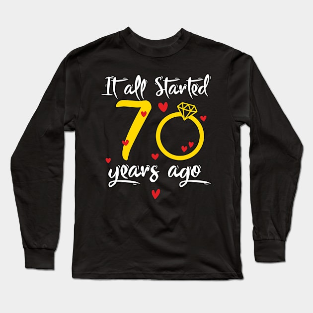 Wedding Anniversary 70 Years Together Golden Family Marriage Gift For Husband And Wife Long Sleeve T-Shirt by tearbytea